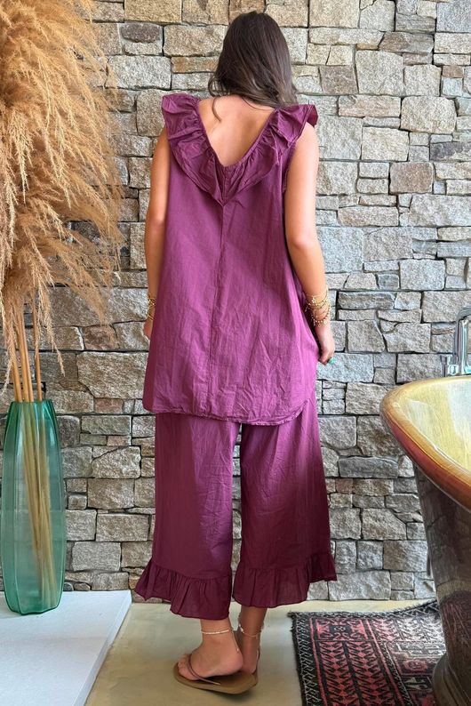 Larc Frill Tank Aubergine